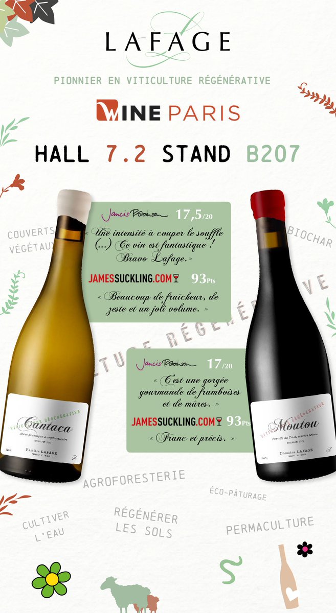 DomaineLafage's tweet photo. Venez nous rencontrer au Salon Wine Paris Vinexpo où nous aurons le plaisir de vous faire découvrir nos derniers millésimes et nouveautés. L'occasion de partager notre passion et derniers résultats en viticulture régénérative !🌱

📍 Porte de Versailles
📅 10-12/02
👉 B207 – H7.2 https://t.co/mCzu3DHfu9