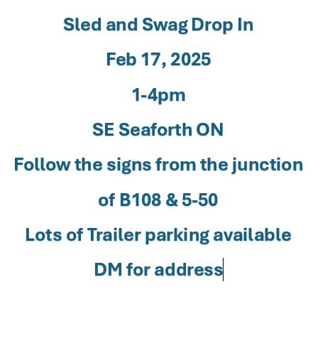JoannaMWallace's tweet photo. It's looking like the snow will stick around so let's try this again!

Drop in off the trail Family Day and grab something off the swag table.  Meet up with fellow local snowmobilers and warm up by the camp fire.  Trailer parking available for those further away - DM for address https://t.co/xkXZmBMegA