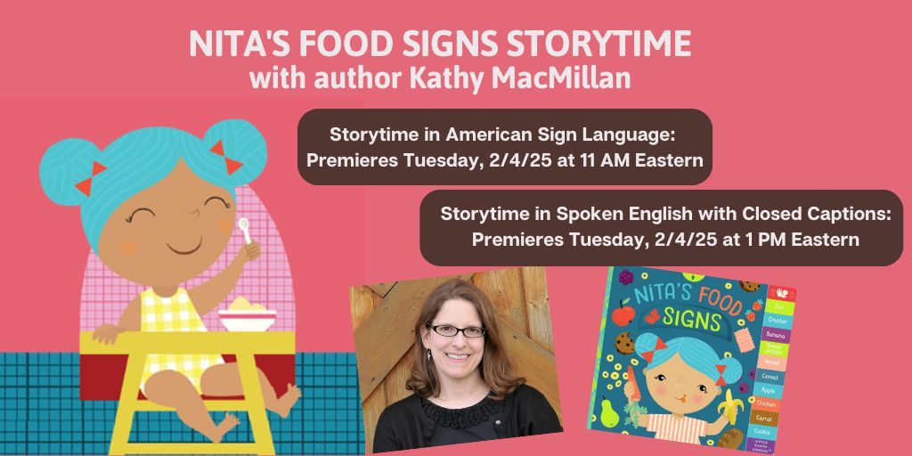 Join me on Tues 2/4 on Facebook, YouTube, or Instagram to celebrate the launch of NITA'S FOOD SIGNS!  Storytime in ASL: 11 AM Eastern. Storytime in Spoken English with Closed Captions: 1 PM Eastern. Links at buff.ly/42yUaMT
#ASL #signingwithchildren #LittleHandsSigning