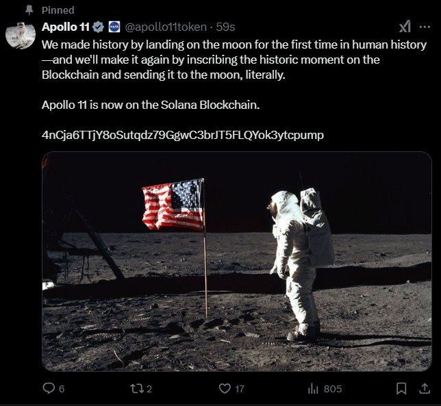 Apollo 11 $MOON Community Giveaway 🥳

To enter:
1.) Like and repost
2.) Follow <a href="/MoonTokenCTO/">Apollo 11 $MOON CTO</a>
3.) Comment $moon 👇

5 winners
1st: .1 $sol
2nd-5th: 100k $moon