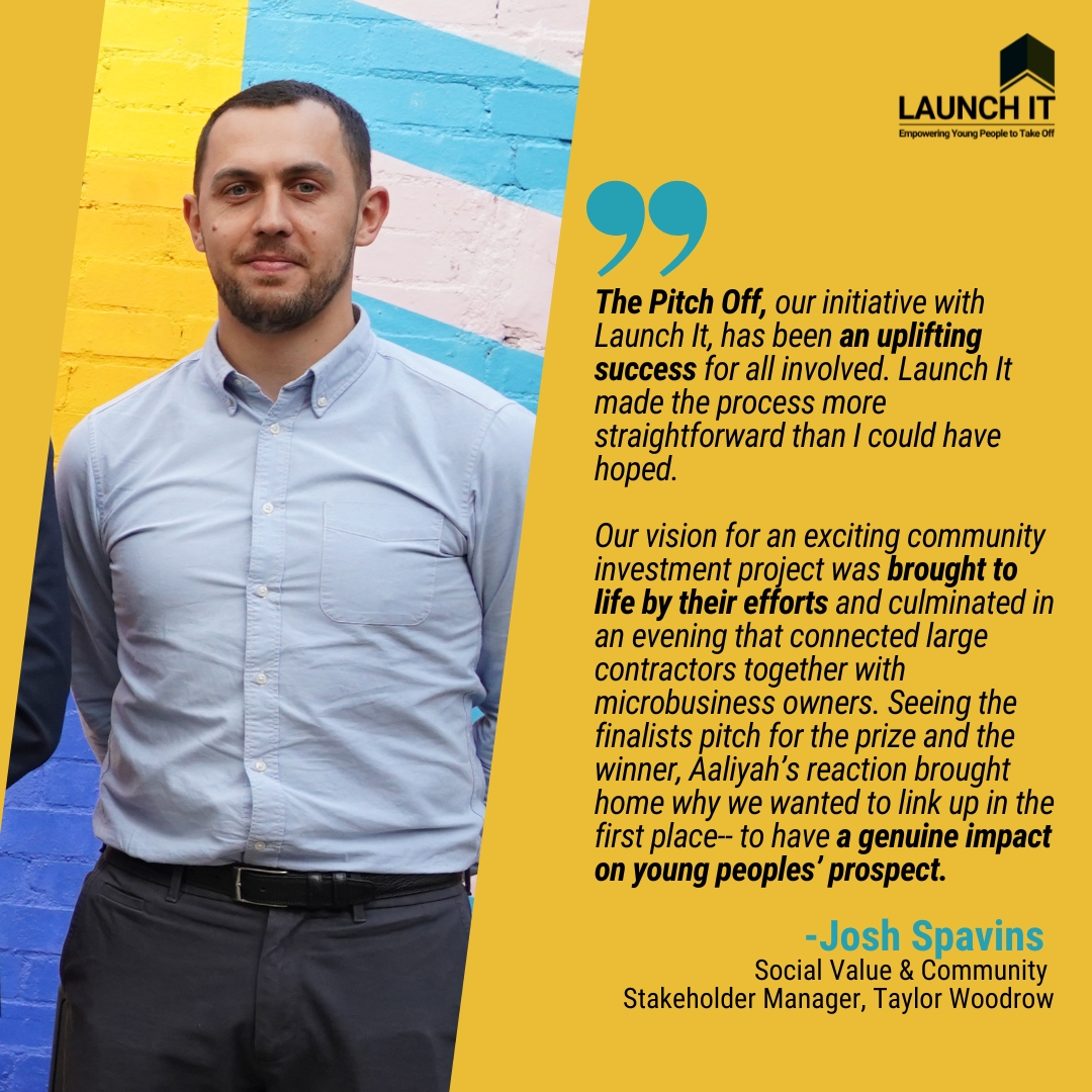 Launch It (@launchit_uk) on Twitter photo Starting the weekend on a positive note with these words from Josh Spavins of <a href="/TaylorWoodrow1/">Taylor Woodrow</a>, who helped us deliver The Pitch Off, a start-up funding competition for entrepreneurs in our Angel Yard hub!💯
Partner with us in supporting young founders: launchit.org.uk/partnerships Starting the weekend on a positive note with these words from Josh Spavins of <a href="/TaylorWoodrow1/">Taylor Woodrow</a>, who helped us deliver The Pitch Off, a start-up funding competition for entrepreneurs in our Angel Yard hub!💯
Partner with us in supporting young founders: launchit.org.uk/partnerships