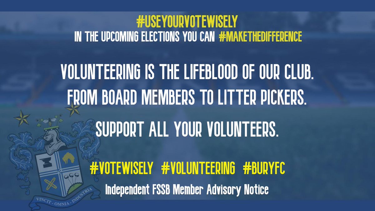 IndFSSB's tweet image. Our member owned club is a collective, all coming together to pool skills, energy and hard work, giving whatever they can give. Let's keep that going Shakers!  #Volunteering #BuryFC