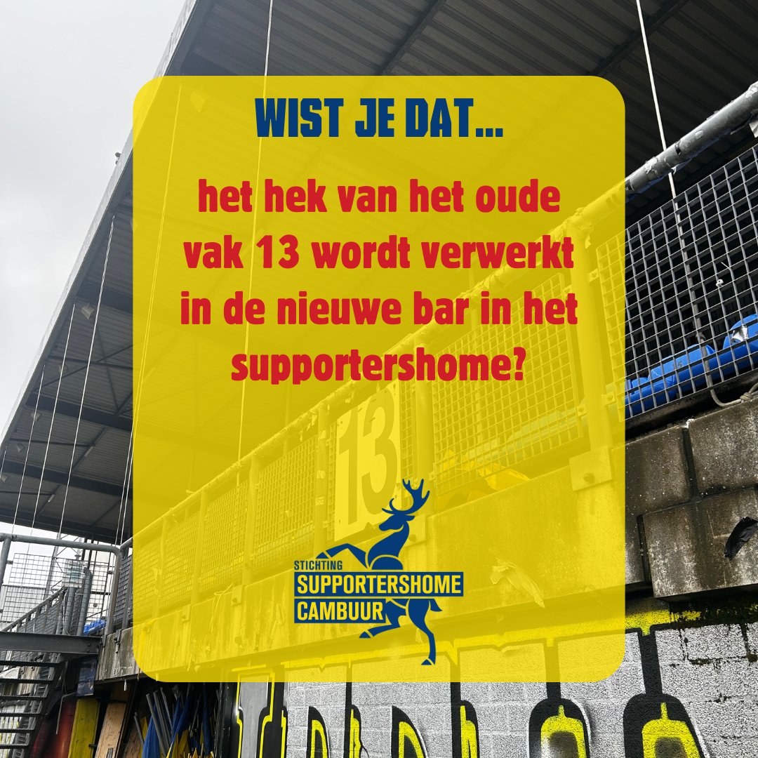 Nostalgie herleeft!

Stond je vroeger met een biertje in de hand tegen dit hek de wedstrijd te kijken? Straks leun je hiertegenaan om een biertje te bestellen.

Zo brengen we meerdere herkenbare elementen van het oude Cambuurstadion terug in ons supportershome.

#Clubvan1964