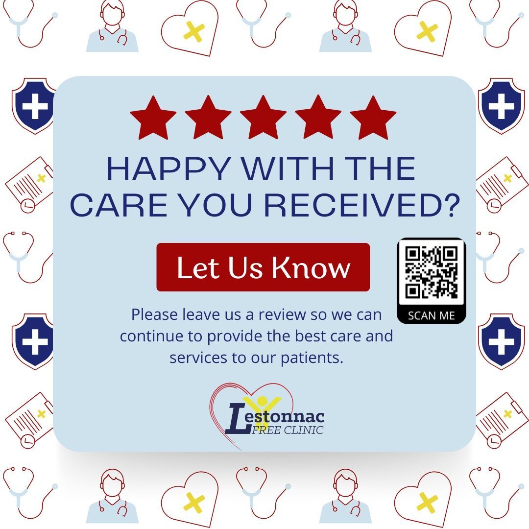 Lestonnac's tweet photo. Have you or someone you know been helped by Lestonnac Free Clinic? Please consider leaving us a review by scanning the QR code. As a free clinic, your feedback means the world to us. Your support helps us grow and allows us to better serve you. Thank You! https://t.co/U9FQrUiMEu