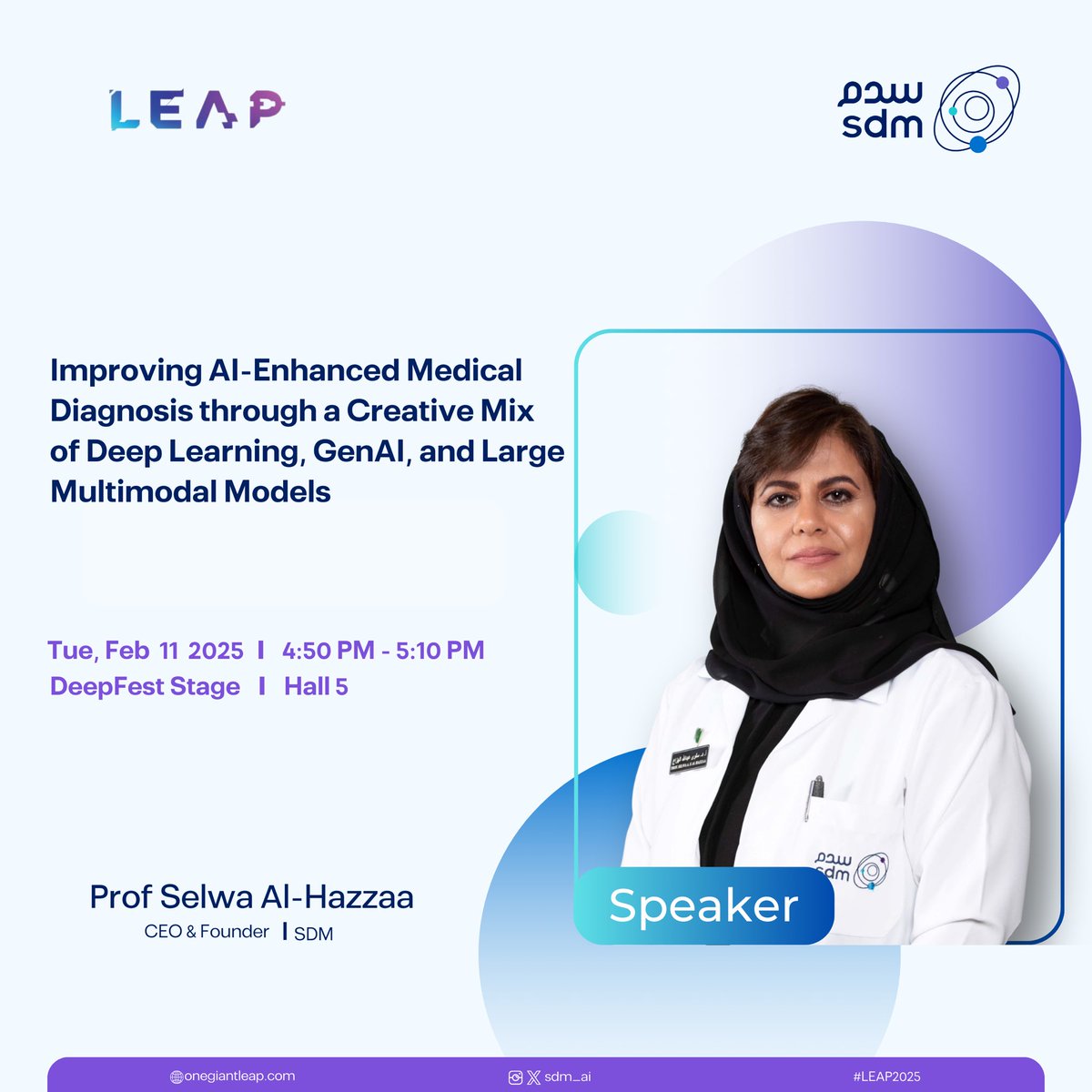SDM (@sdm_ai) on Twitter photo We’re proud to announce that <a href="/DrSelwa/">سلوى الهزاع</a> , and Naif Al-Obaidallah will be speaking at Leap x DeepFest 2025, sharing valuable insights on the future of AI in healthcare.
🎤 <a href="/DrSelwa/">سلوى الهزاع</a> will deliver a keynote on "Improving AI-Enhanced Medical Diagnosis through a creative mix of Deep We’re proud to announce that <a href="/DrSelwa/">سلوى الهزاع</a> , and Naif Al-Obaidallah will be speaking at Leap x DeepFest 2025, sharing valuable insights on the future of AI in healthcare.
🎤 <a href="/DrSelwa/">سلوى الهزاع</a> will deliver a keynote on "Improving AI-Enhanced Medical Diagnosis through a creative mix of Deep