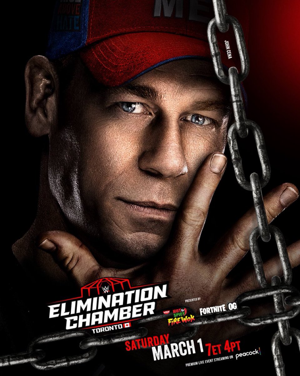 WrestleFeatures's tweet photo. John Cena features on the official 2025 Elimination Chamber poster 🔥🔥🔥 https://t.co/CeFk2RxpW1