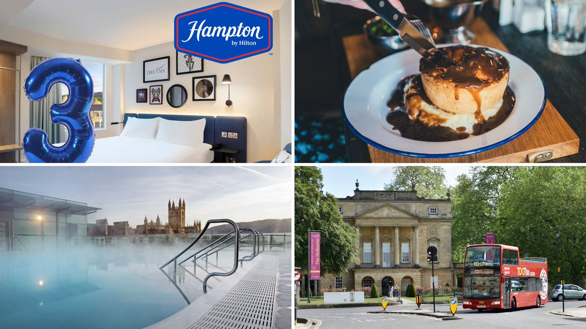 Visit Bath (@visitbath) on Twitter photo Win an early spring break in Bath!
Prize includes:
🛏️ A two-night stay at <a href="/HamptonByHilton/">Hampton by Hilton</a> Bath City
💧 Spa session for two at <a href="/thermaebathspa/">Thermae Bath Spa</a>
🚌 Two day tickets for a tour with Tootbus Bath
🥧 A meal for two at <a href="/pieminister/">Pieminister</a> Bath
Enter now: visitbath.co.uk/competition Win an early spring break in Bath!
Prize includes:
🛏️ A two-night stay at <a href="/HamptonByHilton/">Hampton by Hilton</a> Bath City
💧 Spa session for two at <a href="/thermaebathspa/">Thermae Bath Spa</a>
🚌 Two day tickets for a tour with Tootbus Bath
🥧 A meal for two at <a href="/pieminister/">Pieminister</a> Bath
Enter now: visitbath.co.uk/competition