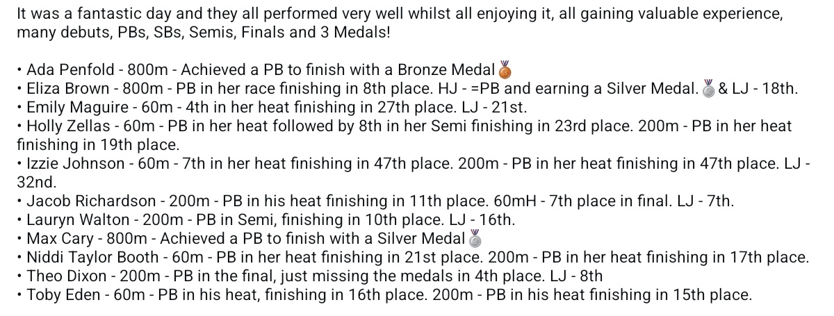 TrackField_NSP's tweet photo. NORTHERNS

Well Done to the 11 NSP athletes who competed at the U13 &amp; U15 Northern Indoor Championships this Sunday in Sheffield against the very best athletes in the North. 

Thank You to all the officials and volunteers for making Northerns happen! 

#NSPonTrack https://t.co/q7pQpkL78w