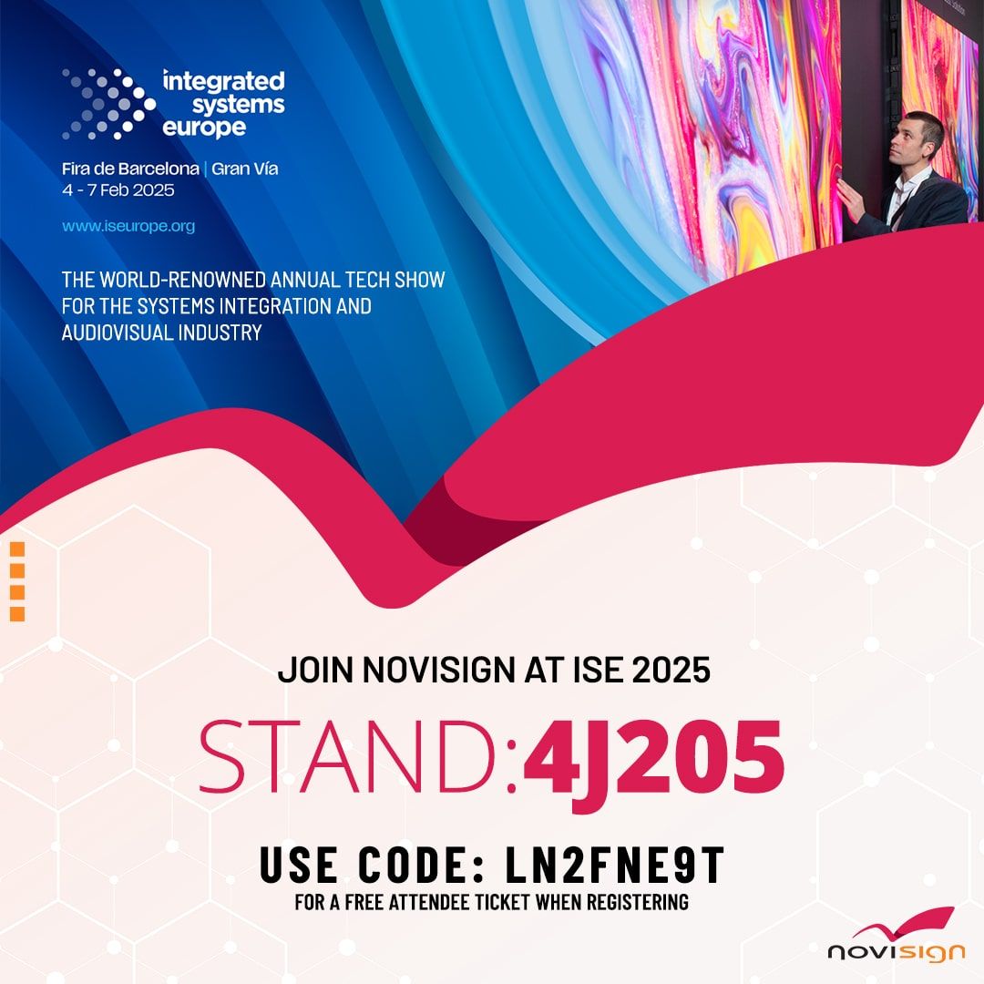 Meet us at #ISE2025 in #Barcelona, Feb 4-7 – Booth 4J205! 🎉 
The #NoviSign team is here in full force! Stop by for an interactive experience, fun giveaways &amp; surprises. Let’s toast to the future of #DigitalSignage! 🍻