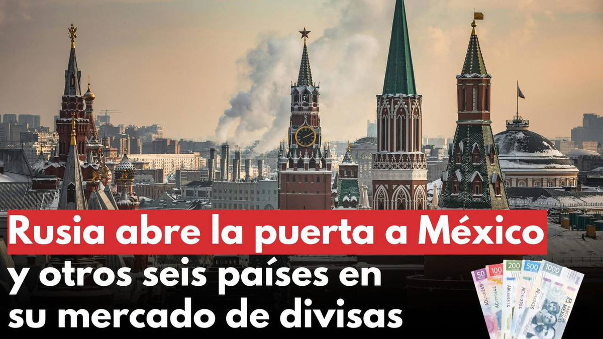 EmbRusiaMexico's tweet photo. 🇷🇺🇲🇽Rusia abre la puerta a México y otros seis países en su mercado de divisas

El gobierno de Rusia ha ampliado la lista de países cuyos bancos podrán participar en las operaciones de cambio en #Rusia, incluyendo a #México en el nuevo listado.

En total, la lista ahora incluye 40 países. Las instituciones de crédito y los corredores de estos países tendrán acceso al mercado de divisas ruso, así como al mercado de instrumentos financieros derivados.

Esta ampliación se realizó en el marco de la implementación de las disposiciones de la ley federal "Sobre el comercio organizado", adoptada en julio de 2023.

❗️Estas normas permiten aumentar la eficacia del mecanismo de conversión directa de las monedas nacionales de países amigos y neutrales, así como la formación de cotizaciones directas en rublos para satisfacer la demanda de la economía rusa en pagos en moneda nacional.