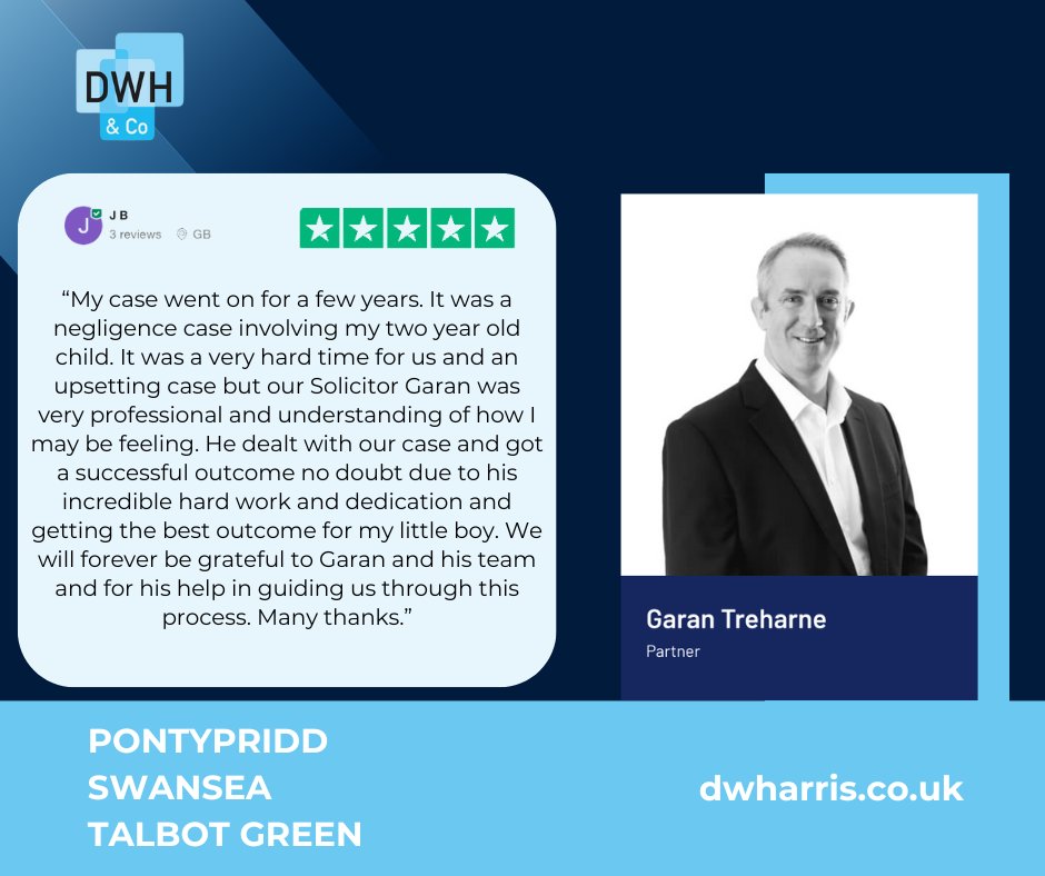⭐️ Another wonderful review for one of our team here at David W Harris &amp; Co! ⭐️
This time on <a href="/Trustpilot/">Trustpilot</a> for our Partner in Talbot Green, Garan Treharne!
Thank you so much to JB for your kind words
#GoogleReview #SolicitorTalbotGreen #DavidWHarris #HappyClient