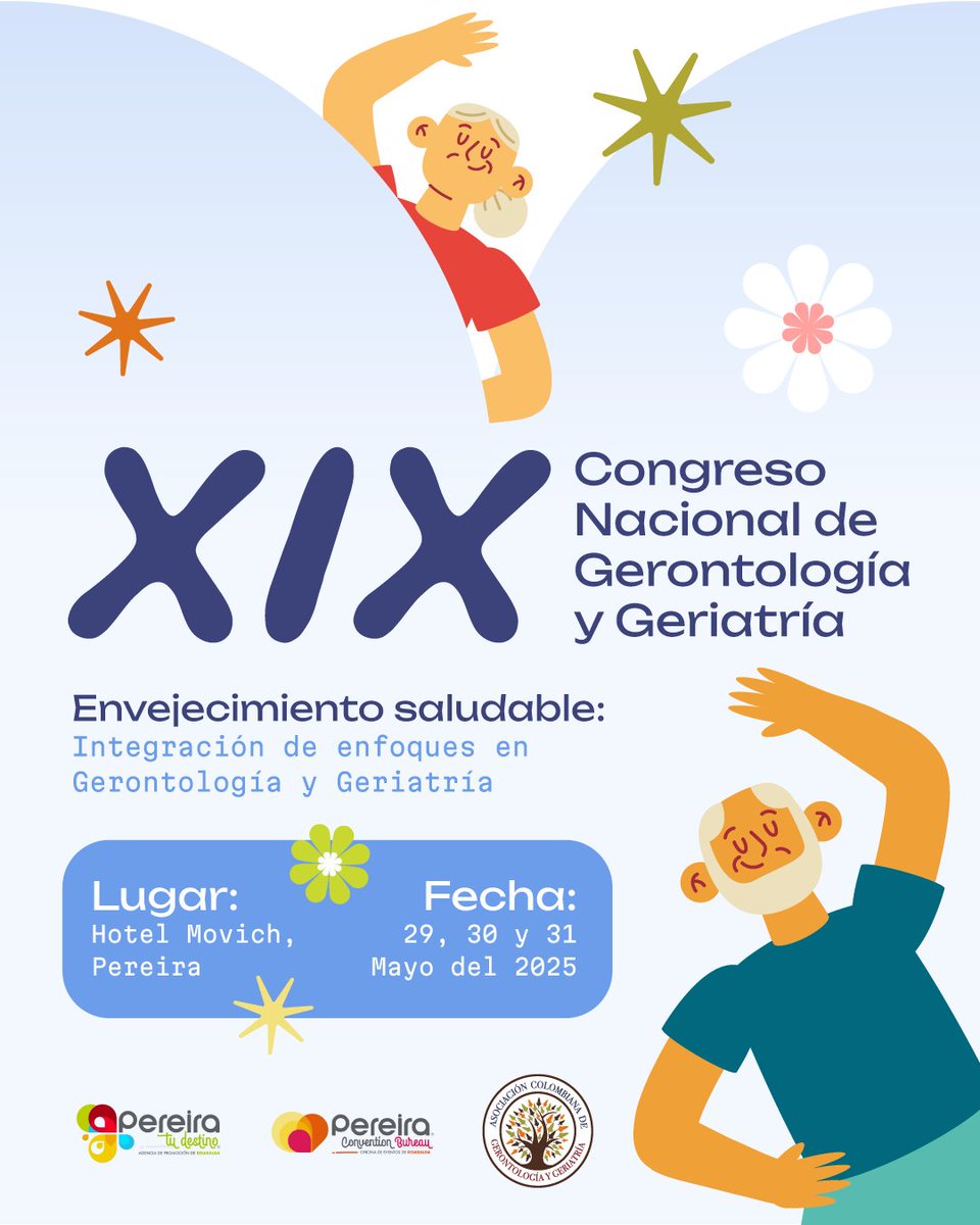 Nos complace invitarlos a participar en el XIX Congreso de la Asociación Colombiana de Gerontología y  Geriatría, que se celebrará del 29 al 31 de mayo de 2025 en el Hotel Movich, Pereira.

Para más detalles e inscripciones, visite nuestro sitio web: 

acgg.org.co/congreso2025