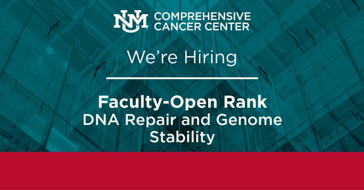 UNMCCC has an open faculty position for applicants with expertise in DNA Repair and Genome Stability
See more: bit.ly/3WJJgQO
A full list of faculty positions is here: 
unmhealth.org/cancer/career/…