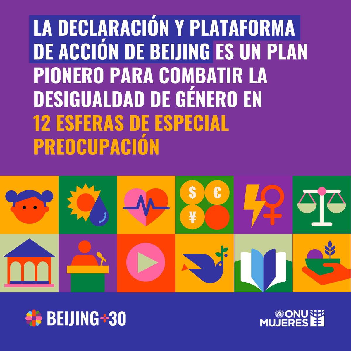 ¿Conoces las 12 esferas de especial preocupación de la Declaración y Plataforma de Acción de Beijing? #Beijing30 

📃 Consulta la declaración original: bit.ly/4gsOCHh