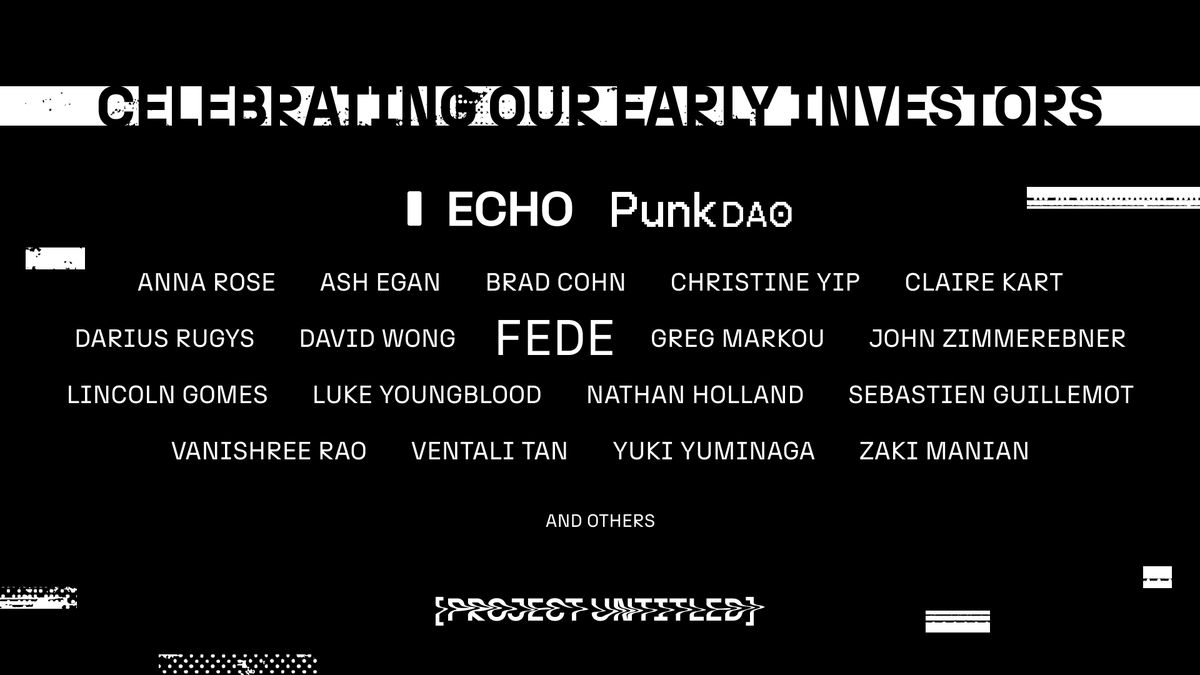 2025, so far:

Strategic Angel Investment Round - ✅
Echo.xyz Round - ✅
<a href="/PunkVenturesDAO/">PUNK VENTURES 🤘</a> Round - ✅
And, we’re just getting started.