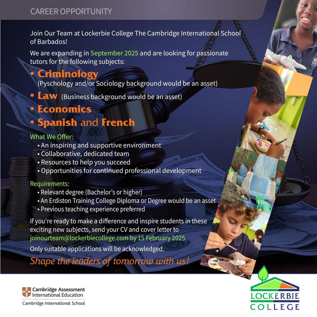 Lockerbie College is accepting applications now for the school year 2025 to 2025.

Apply today