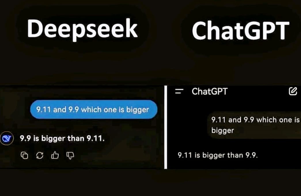ProfSK5's tweet photo. Which one is correct? 
#DeepSeek or #ChatFPT https://t.co/XgCLzvZ0UO