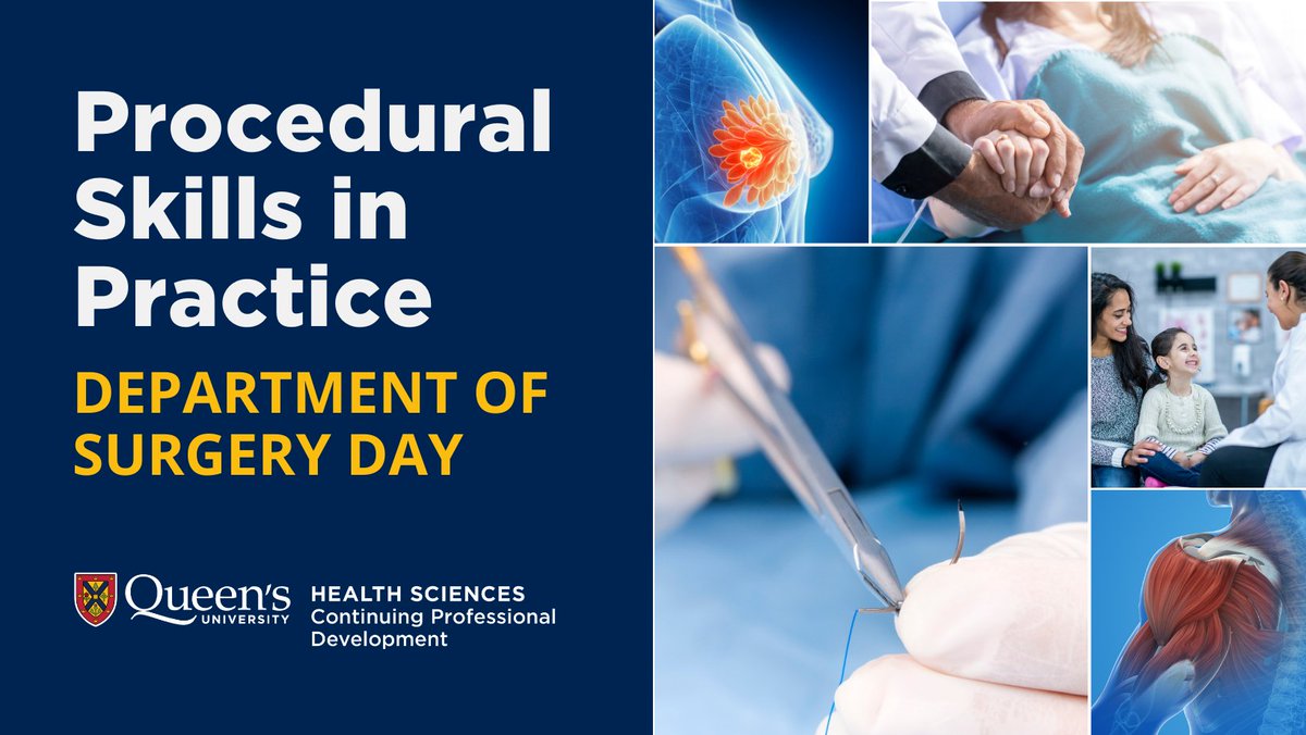 CPD - Queen's U Health Sciences (@cpd_fhs_queensu) on Twitter photo Sharpen your procedural skills and enhance patient care at the Procedural Skills in Practice: Department of Surgery Day. Hands-on training to learn and practice essential techniques under expert guidance.
📅 April 29, 2025 (In-Person)
🔗 bit.ly/3DXsl6H
<a href="/QueensUHealth/">Queen's Health Sciences</a> Sharpen your procedural skills and enhance patient care at the Procedural Skills in Practice: Department of Surgery Day. Hands-on training to learn and practice essential techniques under expert guidance.
📅 April 29, 2025 (In-Person)
🔗 bit.ly/3DXsl6H
<a href="/QueensUHealth/">Queen's Health Sciences</a>