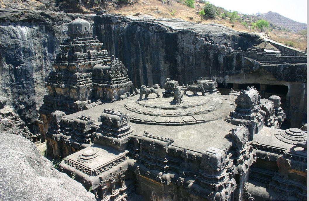 RobXUK's tweet photo. Supposedly the Kailasa Temple was hand carved out of one basalt rock over 1000 years ago. Over 18 years, they excavated 400,000 tons of rock to perfection with no power tools. That means if they worked 12 hour days they would have had to remove 5 tons of rock per hour….. by hand!! No one knows where the 400,000 tons of rock is. No where to be found. This thing is insane and I just don’t know how this could have been possible 🤷‍♂️🤔