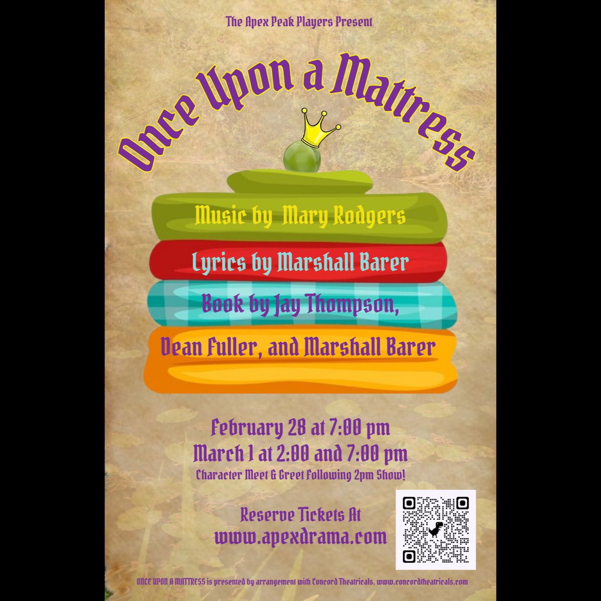 Apex Peak Players (@apexpeakplayers) on Twitter photo Tickets are on sale now for our spring musical, Once Upon A Mattress! A night at the theatre makes the perfect gift for your Valentine <3 seatyourself.biz/apex
<a href="/ApexPSF/">Apex Public School Foundation</a> <a href="/ApexHighSchool/">Apex High School</a> <a href="/WCPSS/">Wake County Public School System</a> <a href="/WCPSS_Arts/">WCPSS Arts Education</a> <a href="/townofapex/">Apex, NC</a> <a href="/ahslegacy/">Apex Legacy</a> <a href="/MayorJacques/">MayorJacquesGilbert</a> Tickets are on sale now for our spring musical, Once Upon A Mattress! A night at the theatre makes the perfect gift for your Valentine <3 seatyourself.biz/apex
<a href="/ApexPSF/">Apex Public School Foundation</a> <a href="/ApexHighSchool/">Apex High School</a> <a href="/WCPSS/">Wake County Public School System</a> <a href="/WCPSS_Arts/">WCPSS Arts Education</a> <a href="/townofapex/">Apex, NC</a> <a href="/ahslegacy/">Apex Legacy</a> <a href="/MayorJacques/">MayorJacquesGilbert</a>