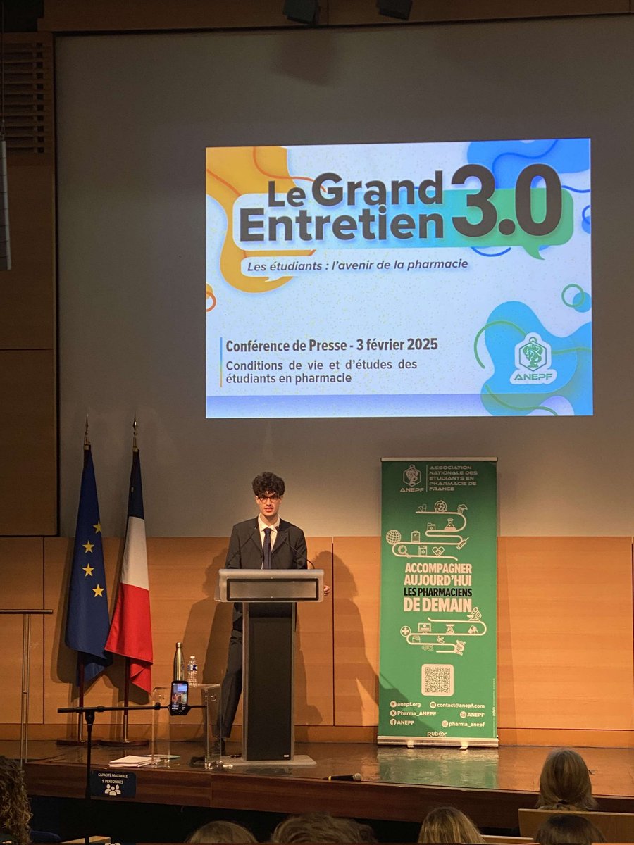 📢 Aujourd’hui, conférence de presse du Grand Entretien 3.0 ! 💊

🔎 3 786 étudiants en pharmacie ont répondu à l’enquête sur :
➡️ Orientation et contenu des études 📚
➡️ Stages et vie universitaire 🎓
➡️ Discriminations, handicap, VSS 🚨

#Pharmacie #Étudiants #GrandEntretien30