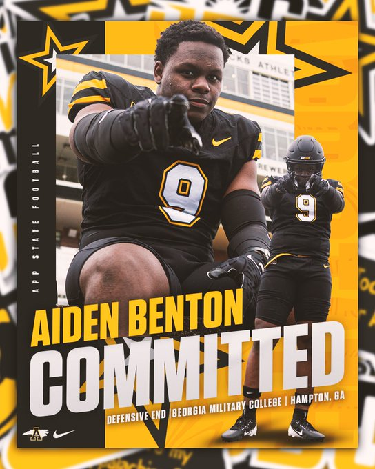 2025 (<a href="/GMCBulldogs/">Georgia Military College Athletics</a>) JUCO DL <a href="/A_Benton13/">Aiden Benton</a> commits to App State