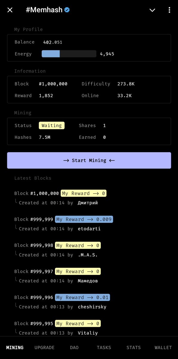 mdmcarenz's tweet photo. #Memhash @memhash_app is finishing mining phase. I'm celebrating the last block I mined, and started participating in the giveaway.  Join epic live event today at 18:00 (UTC+3) on Telegram https://t.co/G66XCPoAHD and participate in $50,000 giveaway! Let's gooo!🥳🥳 https://t.co/zLctYNsttN