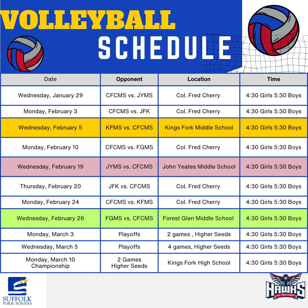 Watch the Hawks serve up some wins at one of our Volleyball matches this season! Don't forget admission is $4 per person. See you soon!