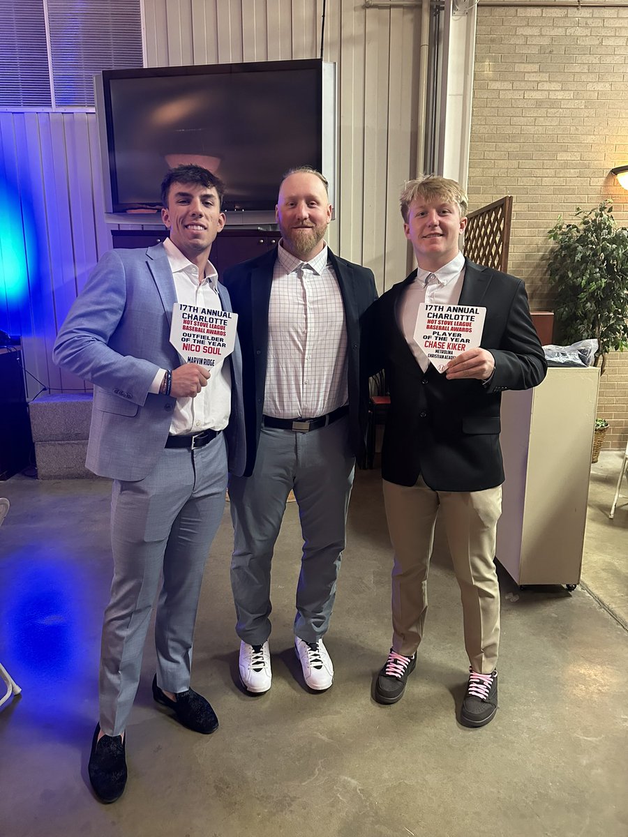 Nico Soul (@nicosoul_2025) on Twitter photo I am honored to have won the Charlotte Hot Stove Dinner Outfielder of the Year award!
Thank you <a href="/HotStoveDinner/">Hot Stove League Baseball and Softball Awards</a> <a href="/SCSportsReport/">Tripp Roakes</a> for a great event and thank you to everyone that came out to support my <a href="/MRHSBasebal1/">Marvin Ridge Baseball</a> teammates and I 🙏 I am honored to have won the Charlotte Hot Stove Dinner Outfielder of the Year award!
Thank you <a href="/HotStoveDinner/">Hot Stove League Baseball and Softball Awards</a> <a href="/SCSportsReport/">Tripp Roakes</a> for a great event and thank you to everyone that came out to support my <a href="/MRHSBasebal1/">Marvin Ridge Baseball</a> teammates and I 🙏