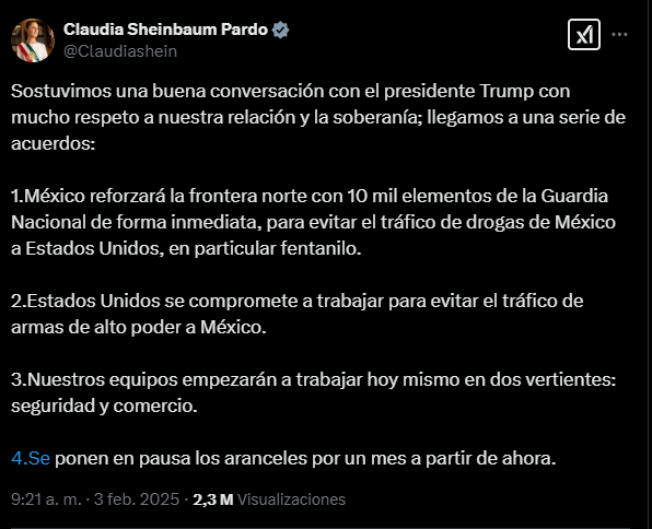 NotaRoja_'s tweet photo. #NotaRoja #Noticias
#DeÚltimaHora Detiene @Claudiashein , presidenta de México, aranceles impuestos por Trump. Habló de una negociación con el presidente de #EU respecto al fentanilo y el tráfico de armas. https://t.co/BqmN4C5mbO