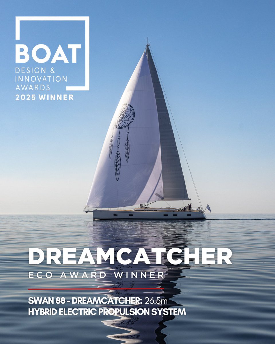 Swan 88 DreamCatcher Wins the Eco Award! 💭🦢

We are proud to announce that the Swan 88 DreamCatcher has been named the winner of this year’s Eco Award at the BOAT Design &amp; Innovation Awards 2025!

#NautorSwan #Swan88