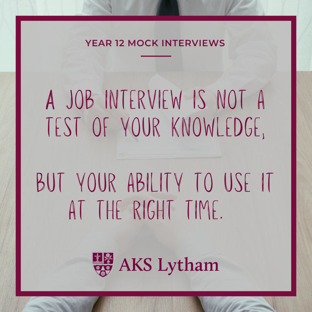 🚨 Year 12  

⌛ We're looking forward to welcoming our guest interviewers for tomorrow's mock interviews.   

📈Reap the benefits and take as much away from the process as you can!

#PursueYourPassion #CareersDay #InterviewPreparation