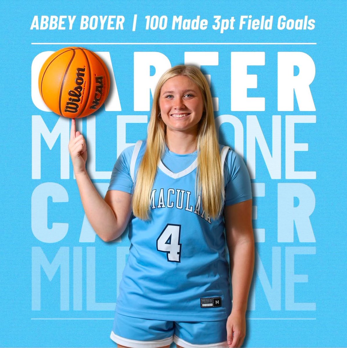 immaculatauwbb's tweet photo. Congratulations to Abbey Boyer on surpassing 100 career three-point field goals!
Boyer recorded her hundredth three-pointer in a conference win over Centenary and has now totaled 106 makes beyond the arc.
#PullMacs // #DefendTheDome https://t.co/D5NxDEEYvP