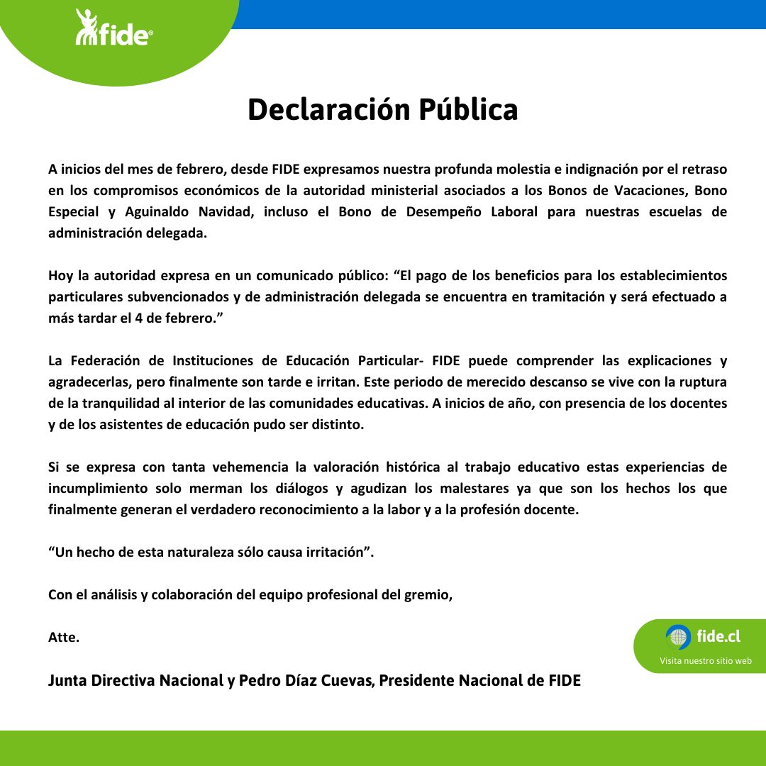 fidenacional's tweet photo. Declaración Pública 🔵 La Junta Directiva Nacional de FIDE y el Presidente Nacional @pedrodiazcuevas, manifiestan ante la opinión pública su reclamo por el no pago de Bonos de Vacaciones, Bono Especial, Aguinaldo Navidad y Bono de Desempeño Laboral.  

➡️ https://t.co/Zq7TAbTaAo https://t.co/5BMFV8iYnc