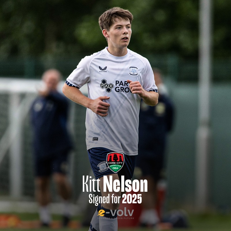 CorkCityFC's tweet photo. New *Kitt!

Cork City FC are delighted to announce the signing of Kitt Nelson, on loan from Preston North End until the summer. ✍🏼

2025 Signings presented by https://t.co/F4r7UEDxZQ 🤝

Full story 👇🏼

#CCFC84 🇮🇹