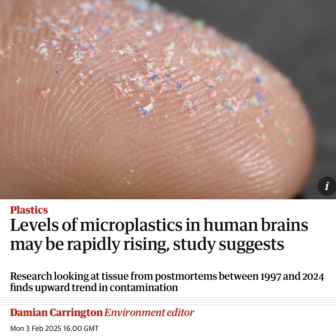 Of course this was going to happen. We’ve dumped long-lived pollutants such as plastics in massive quantities everywhere, and now we must suffer and pay for the reckless planetary experiment we went along with. The worst era to be alive is underway, with extinction on the cards.
