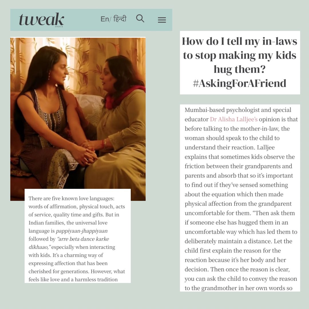 Q &amp; A for @tweakindia, this story has multiple facets, dimensions, and viewpoints. As adults, let’s not tarnish a child’s imagination based on our selective relationships with people.

Link - tweakindia.com/parenting/how-…