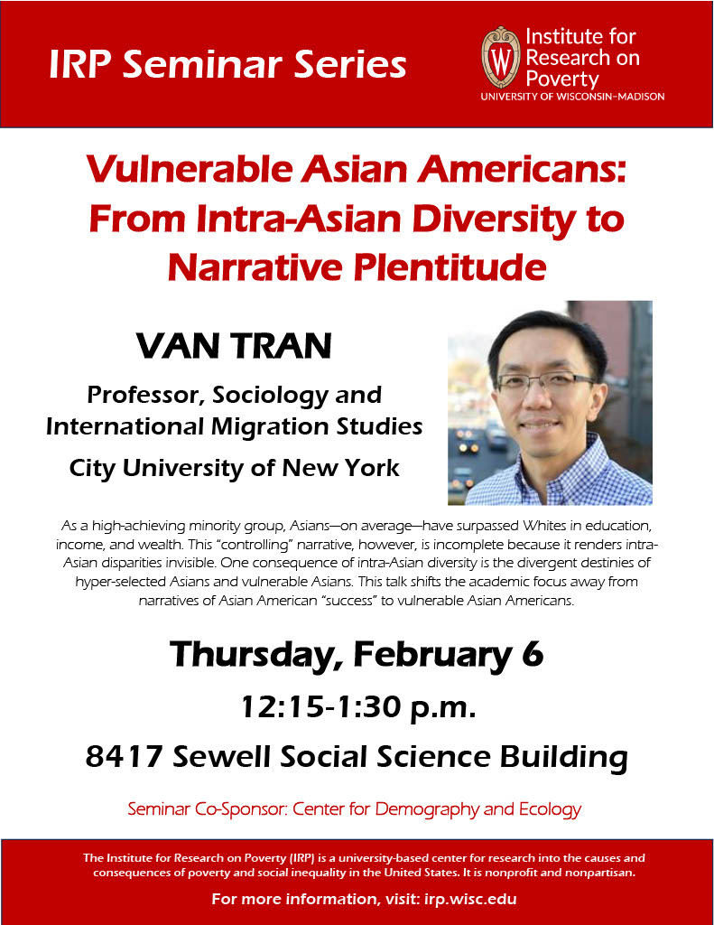 UW-Madison CDE (@uw_cde) on Twitter photo ✨This week #UWDemSem is joining forces with <a href="/IRP_UW/">Poverty Research IRP</a> to present <a href="/vantrannyc/">Van C. Tran</a> “Vulnerable Asian Americans: From Intra-Asian Diversity to Narrative Plentitude” on Thursday at 12:15pm
➡️View the full semester schedule: cde.wisc.edu/events/demsem/ <a href="/uwcdha/">UW-Madison CDHA</a> ✨This week #UWDemSem is joining forces with <a href="/IRP_UW/">Poverty Research IRP</a> to present <a href="/vantrannyc/">Van C. Tran</a> “Vulnerable Asian Americans: From Intra-Asian Diversity to Narrative Plentitude” on Thursday at 12:15pm
➡️View the full semester schedule: cde.wisc.edu/events/demsem/ <a href="/uwcdha/">UW-Madison CDHA</a>