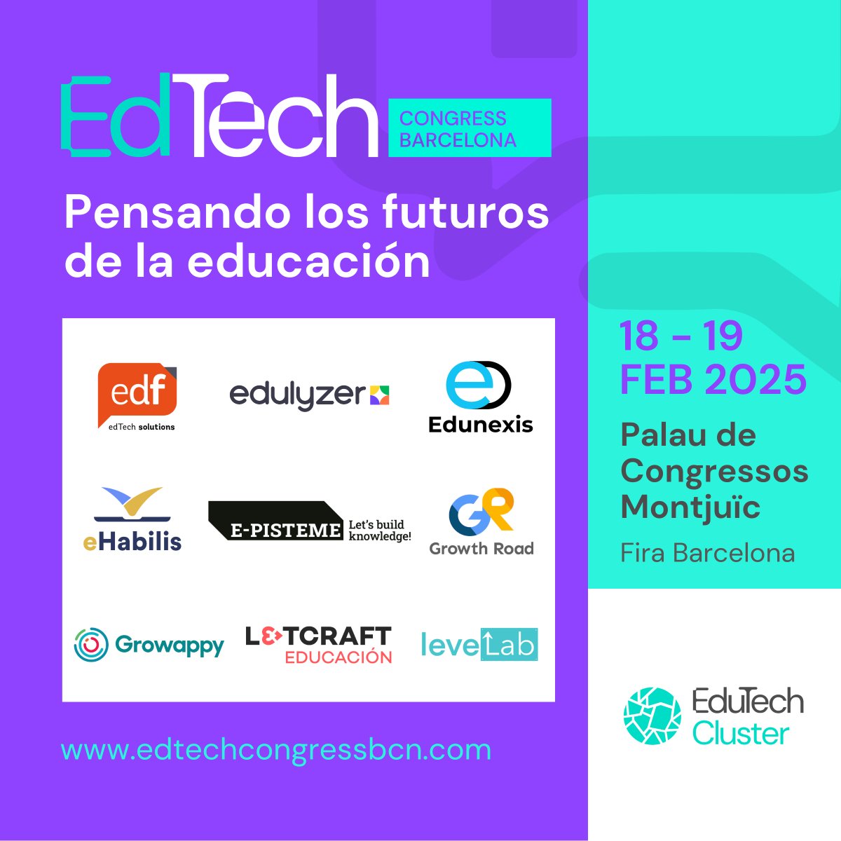 💥 Os presentamos a las startups patrocinadoras del #edtechcongressbcn25 👏👏👏

EdF edTech solutions, <a href="/Edulyzer_Spain/">Edulyzer_Spain</a>, <a href="/edunexis/">Edunexis</a>, eHabilis, <a href="/episteme_es/">E-PISTEME</a>, Growappy, Growth Road, <a href="/L3TCRAFT_EDU/">Letcraft Educación</a> y Levelab 🚀

Participa y conecta, ¡te esperamos! ➡️ edtechcongressbcn.com