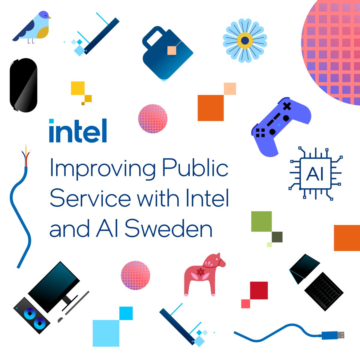 intel's tweet image. Powered by Intel, AI Sweden prototyped a more accurate and reliable #digitalassistant to help workers complete forms, create documents, and improve written language.  Learn more at intel.ly/3EwIC2I