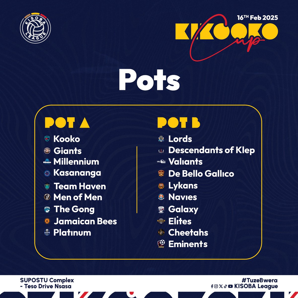 19 teams, 2 groups, but we shall only have one winner 

The #KikookoCup draw is underway 🎱

#TuzeBwera