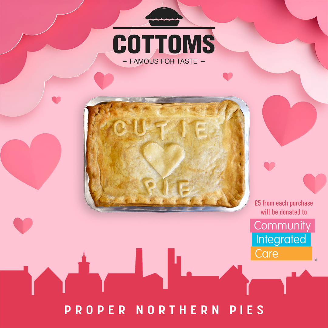 Win valentines day with one of our Hand crafted pies.

1) choose your flavour; Chunky Steak, Steak &amp; Ale or Chicken, Bacon &amp; Leek

2)  choose your message; "Cutie Pie" or "Pie Love You"

3) place your order; either e-mail  pieorders@cottoms.co.uk or call us on 01744 22738