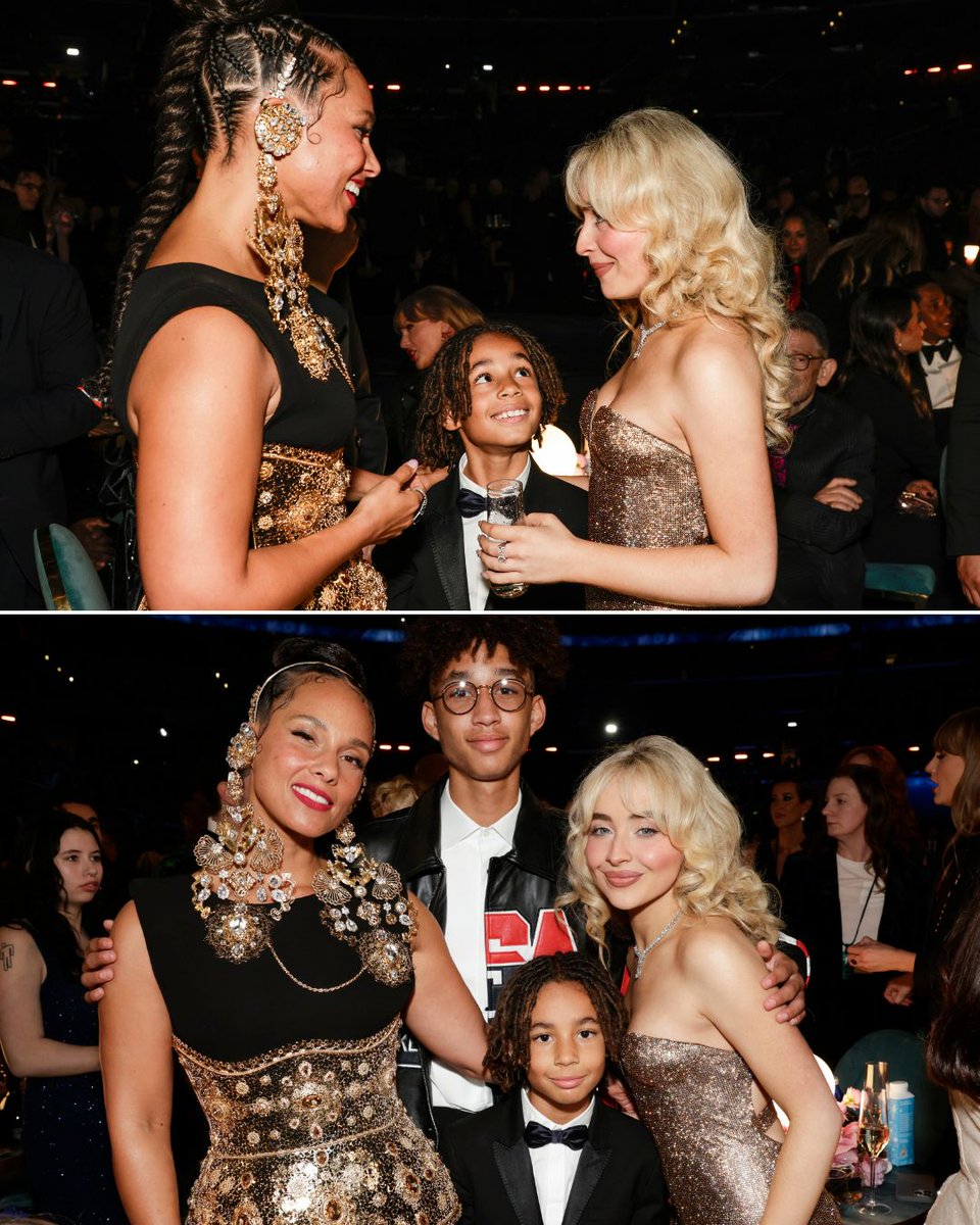 YahooEnt's tweet photo. Alicia Keys and her sons Egypt Daoud and Genesis Ali at the Grammys with Sabrina Carpenter. 🥹🥹🥹

📷: Francis Specker/CBS via Getty Images https://t.co/0VAiG29Gs3