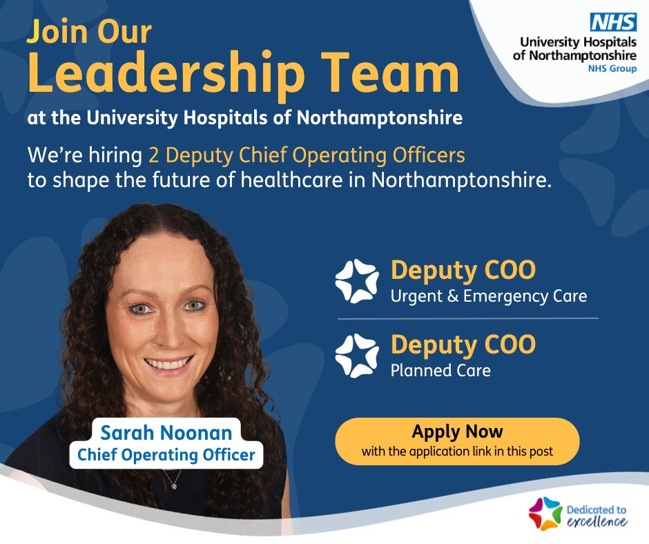 📣 We're hiring 2 Deputy COOs to shape healthcare in Northamptonshire!

🔹 Deputy COO – Urgent &amp; Emergency Care
 Apply here: orlo.uk/uec_HXgBC

🔹 Deputy COO – Planned Care
Apply here:  orlo.uk/pc_HdDHn

Join us on this exciting journey!

#LifeAtUHN #Proud2bOps