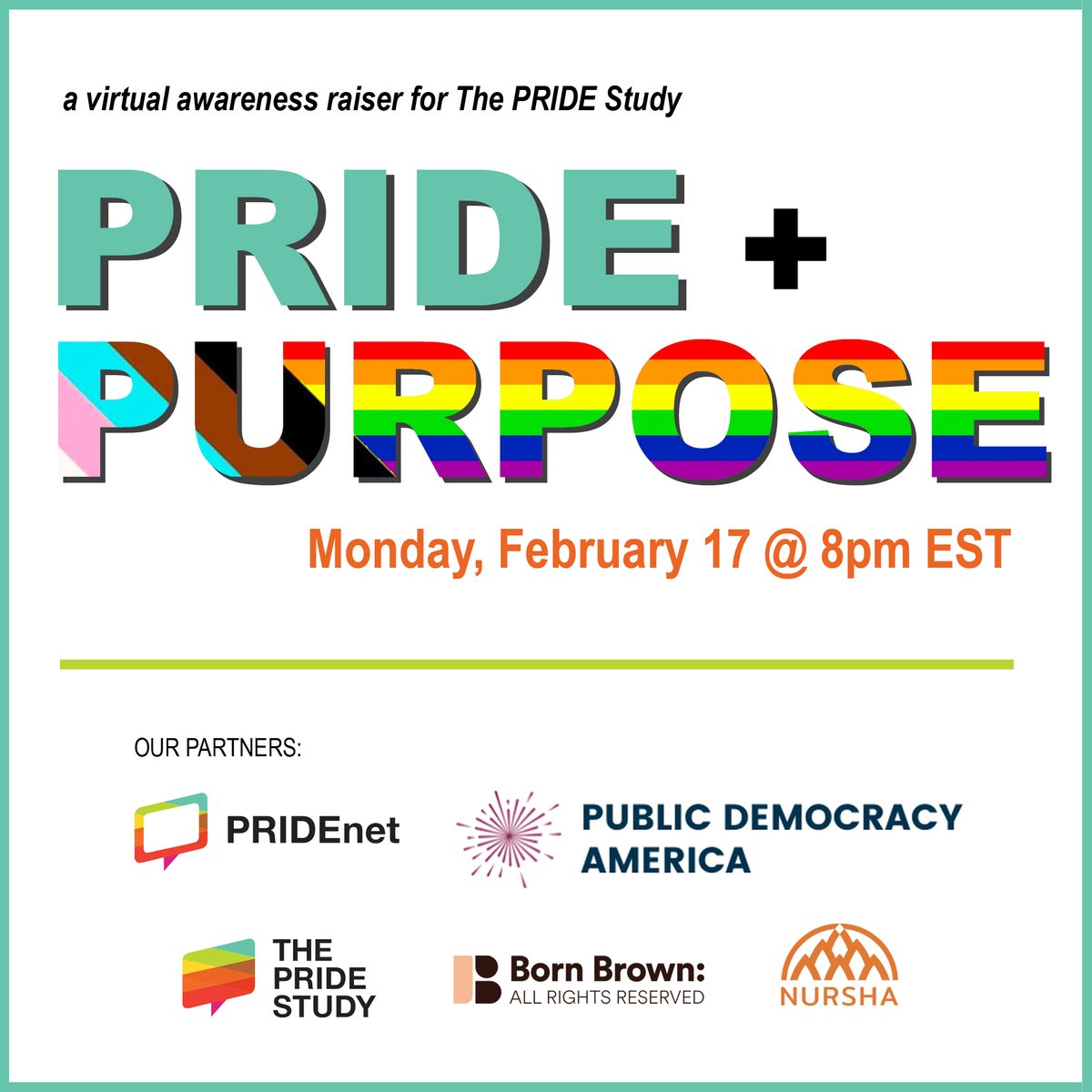 Come out with pride and show up with purpose with the first ever PRIDE + PURPOSE: a virtual awareness raiser for The PRIDE Study. Join us for a fireside chat on the power of artist activism and storytelling across queer communities. 

Learn more: ow.ly/ZIhc50URppT