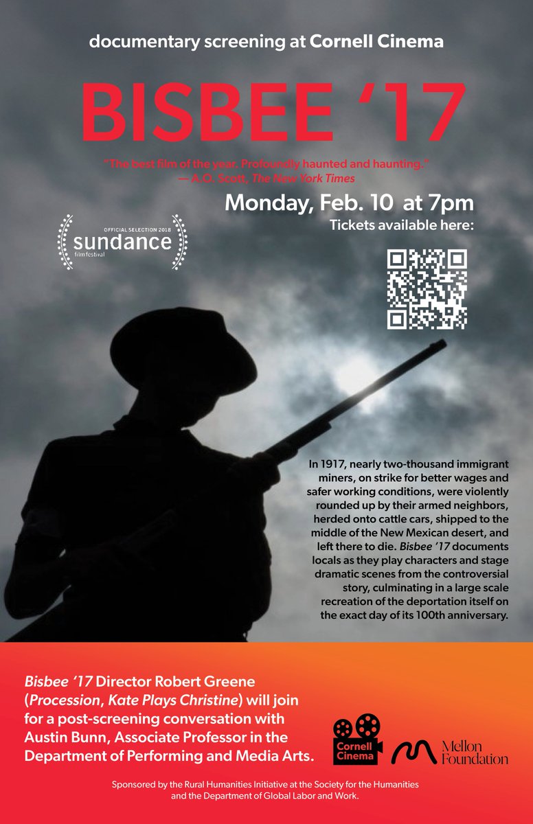 ruralhumanities's tweet photo. Bisbee ’17 - Film Screening
Mon 2/10 at 7pm
Cornell Cinema
Tickets available here: https://t.co/RKxuPYt2Wk https://t.co/gE2j2shlLX