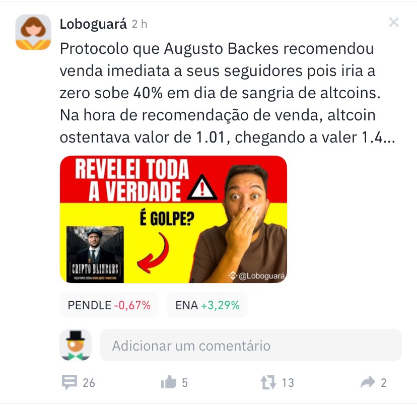 __BARUK's tweet photo. @AugustoBackes Para de dar prejuízo seus adeptos amigo! https://t.co/zbFb53wwYS