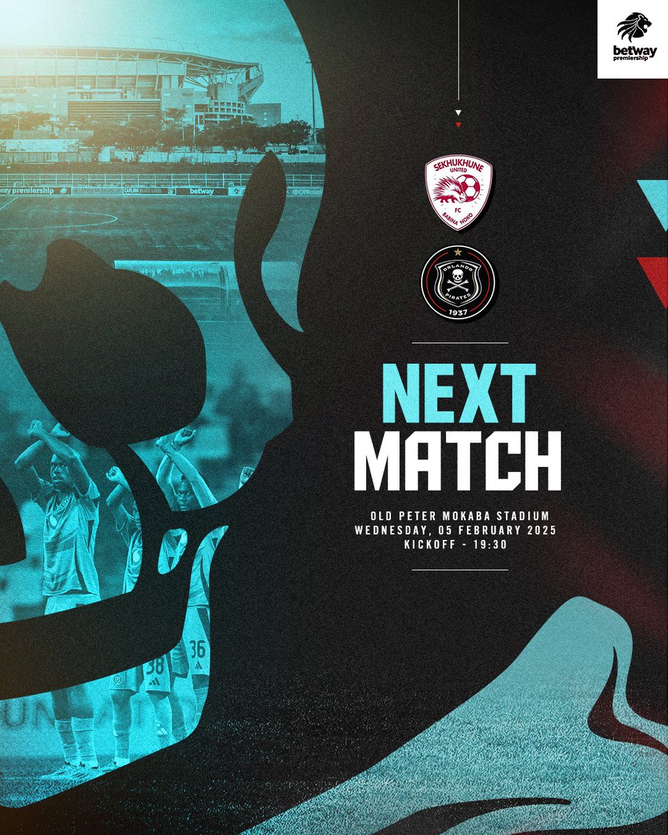 ☠ NEXT_MATCH ☠

🏆 #BetwayPrem
🆚 <a href="/SekhukhuneFc/">Sekhukhune United F.C.</a> (A)
🗓 05 February 2025
⏰ 19:30
📍 Old Peter Mokaba 🏟️
📺 <a href="/SuperSportTV/">SuperSport 🏆</a> 

⚫⚪🔴⭐
#OrlandoPirates
#OnceAlways