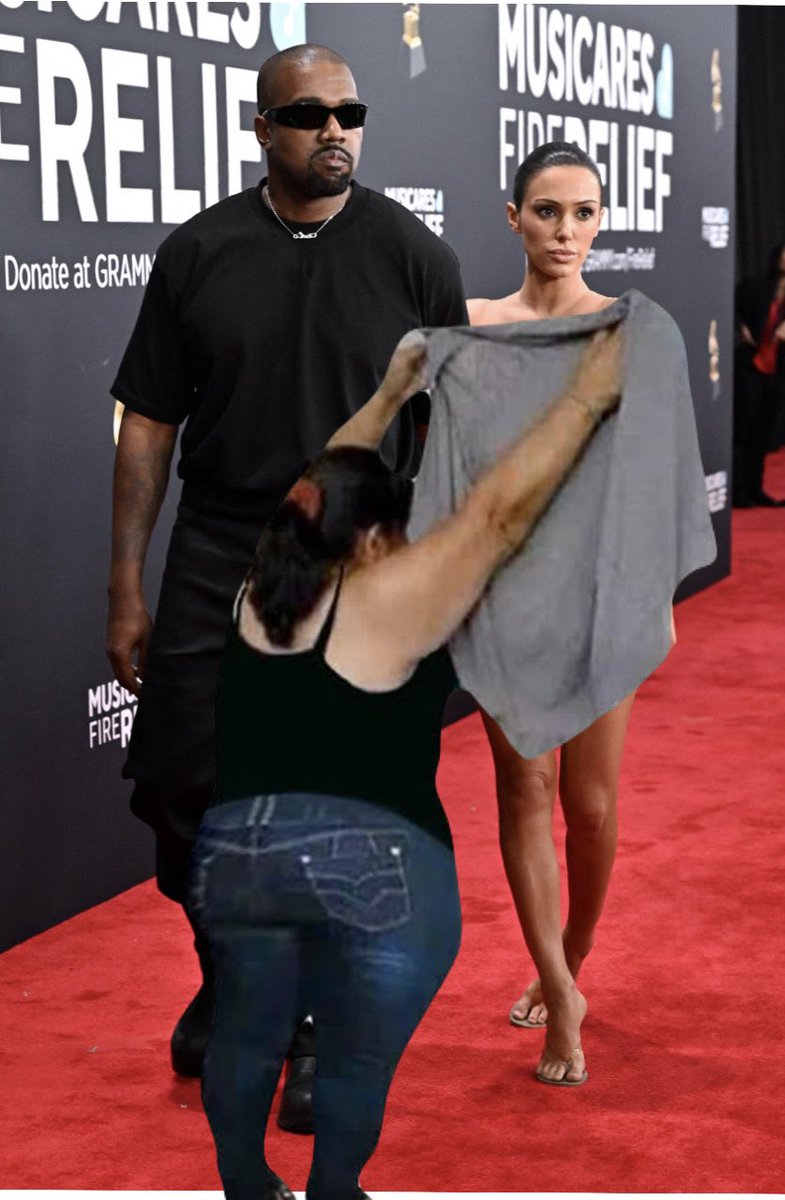 JCondeAlba's tweet photo. @Complex @etnow One more version for sensitives who will surely not agree with that photo... #KanyeWest #Ye #Grammys2025 #GRAMMYs https://t.co/nlY89k7Har