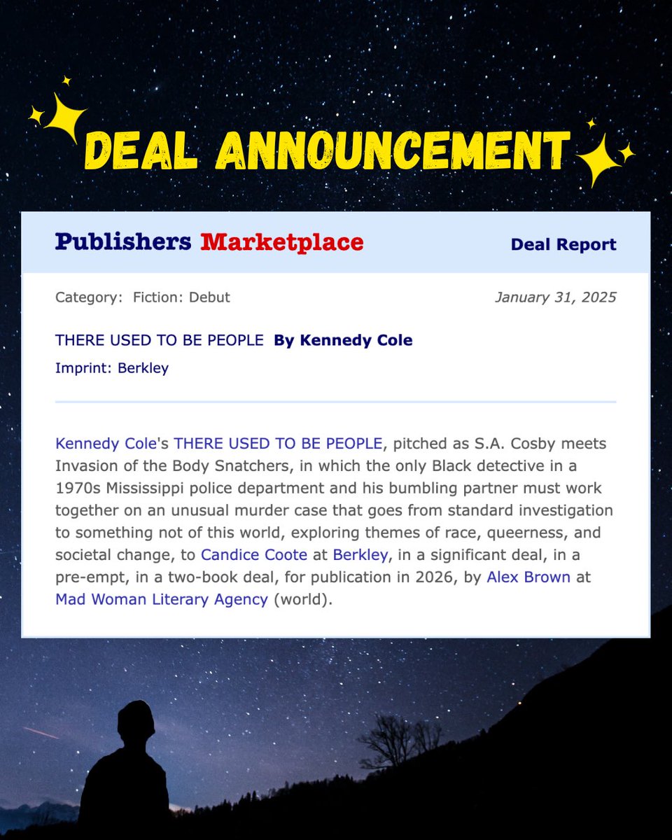 Alex is closed to queries! (@gravity_fail09) on Twitter photo So excited to have a hand in bringing <a href="/FlamingoFoxStar/">Kennedy C. has a BOOK DEAL‼️</a>’s debut into the world!
Get ready to fall in love with Samuel and Harvey as they tackle myriad horrors—both out of this world, and very close to home 👀
I can’t believe this is my first deal as an agent! AH! So excited to have a hand in bringing <a href="/FlamingoFoxStar/">Kennedy C. has a BOOK DEAL‼️</a>’s debut into the world!
Get ready to fall in love with Samuel and Harvey as they tackle myriad horrors—both out of this world, and very close to home 👀
I can’t believe this is my first deal as an agent! AH!